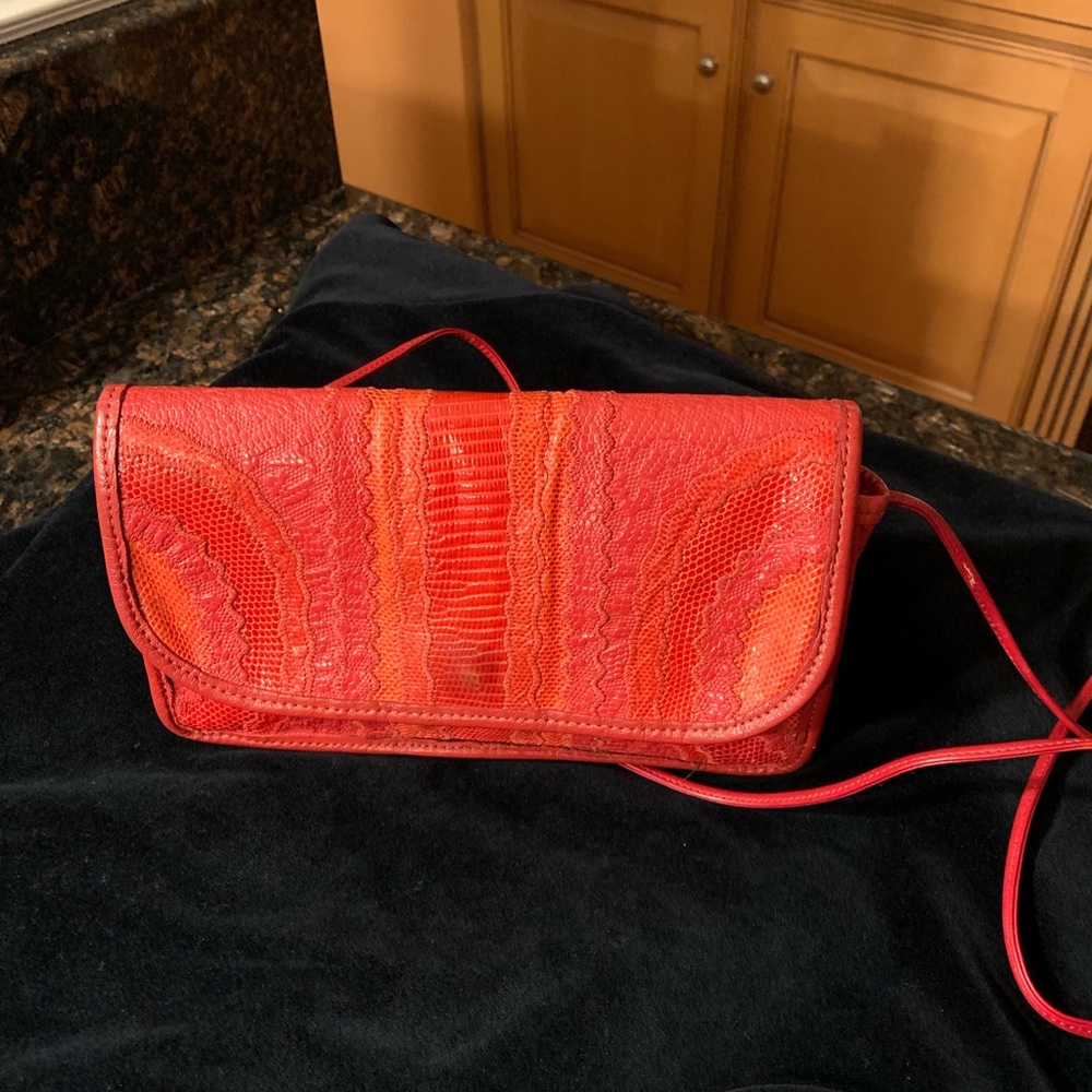 Carlos Falchi Red Vintage Exotic Skin Bag